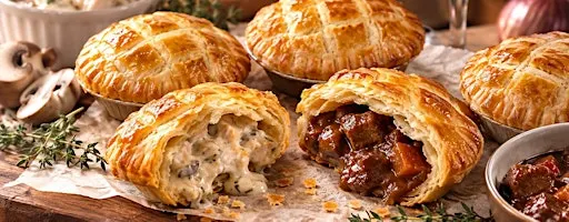 British Pies - Chicken Fricassee & Steak & Red Wine