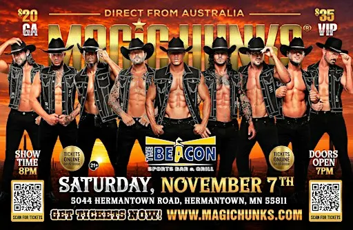 AUSTRALIA'S MAGIC HUNKS -TAKEOVER-HERMANTOWN, MN!