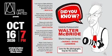 Celebrity Photojournalist Walter McBride @ ArtsUnited Gallery 10/16/26