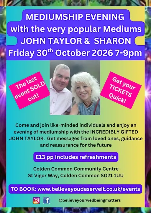 An evening of Mediumship with JOHN TAYLOR AND SHARON FENTON!