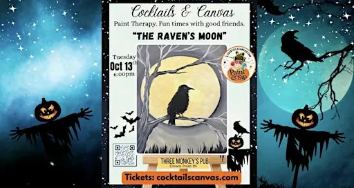 "The Raven's Moon" Cocktails & Canvas FUN Halloween Paint and Sip Art Event