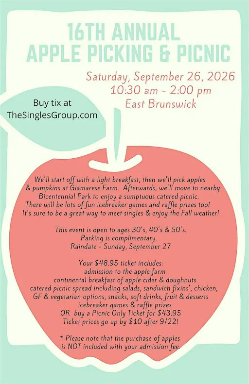 16th Annual Singles Apple Picking & Picnic