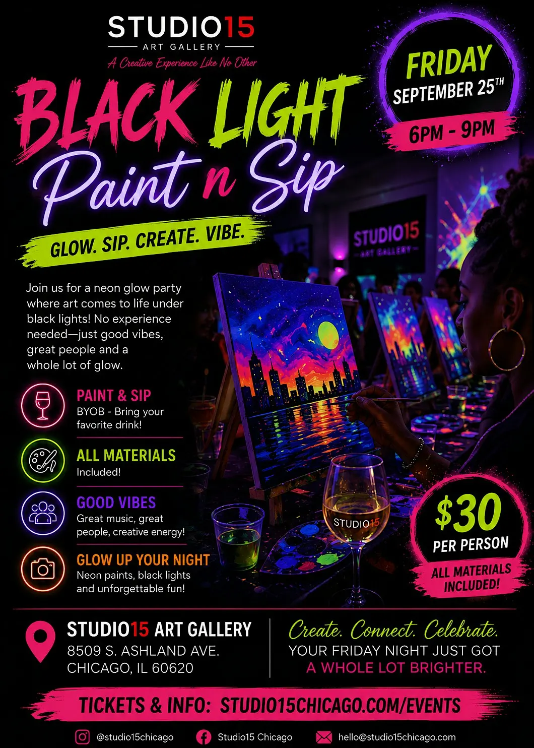 Black Light Paint n' Sip