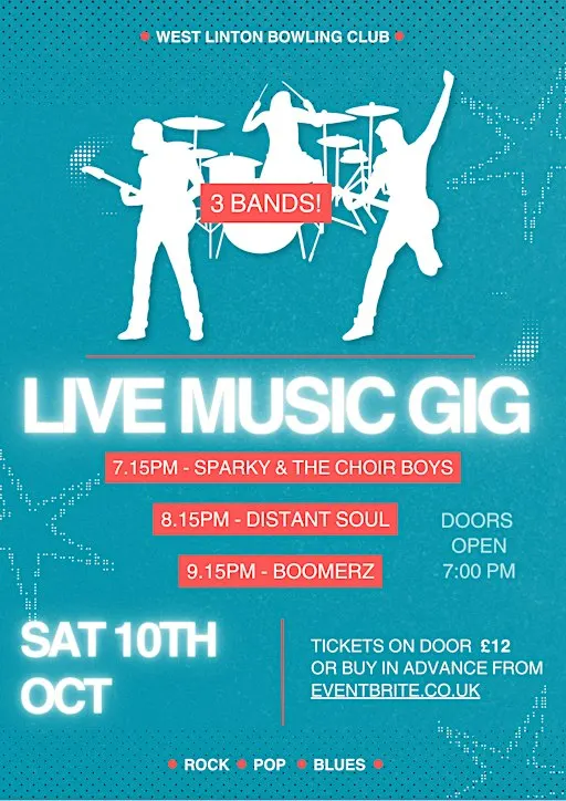 Live Music Gig - 3 Bands - West Linton Bowling Club