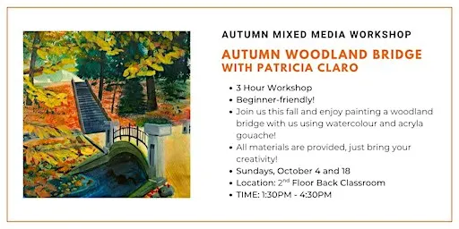 Autumn Mixed Media Workshop: Autumn Woodland Bridge Painting