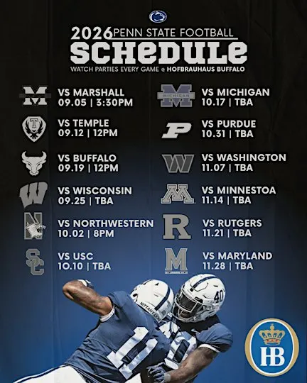 PENN State football watch party at Hofbräuhaus Buffalo (FREE)
