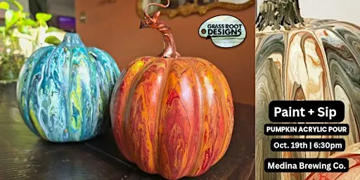 Acrylic Pour Pumpkin at Medina Brewing Co.
