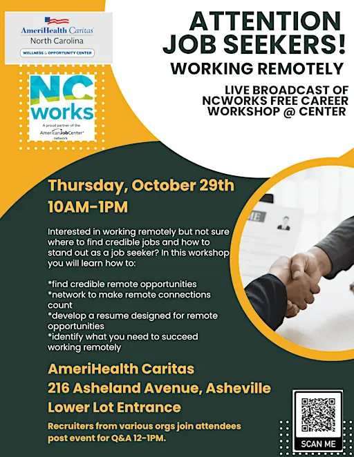 NCWorks LIVE WEBCAST Career Workshop @ ACNC: Working Remotely- FREE