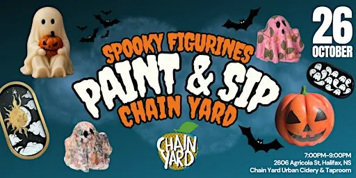 Spooky Figurines Paint & Sip At Chain Yard Urban Cider & Taproom