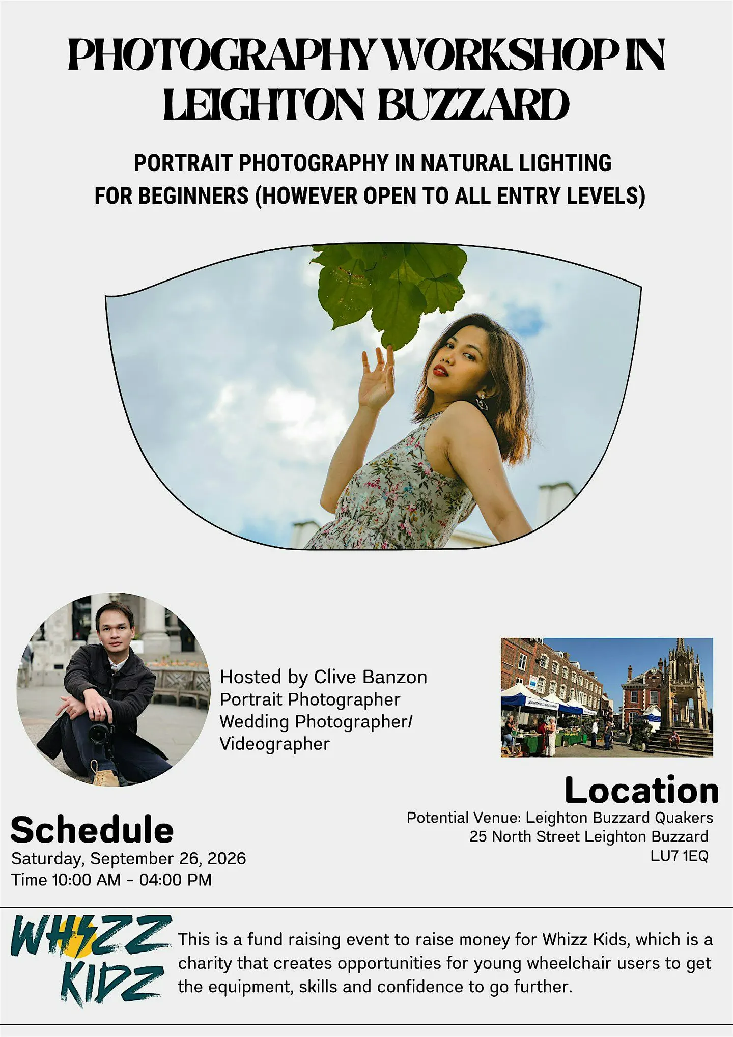 Portrait Photography Workshop, a fund Raising Event for Whizz Kidz