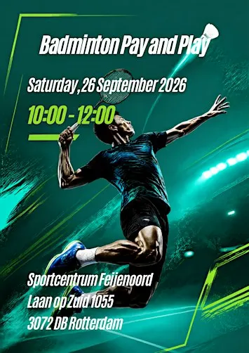 Pay & Play Badminton Rotterdam | Sat 26 Sept | Badminton Club Feijenoord