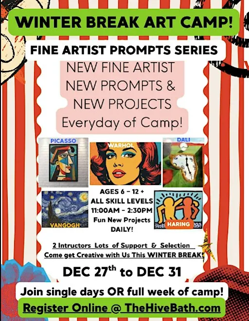 Winter Break Art Camp: FINE ARTIST PROMPTS SERIES at the Hive: Tuesday