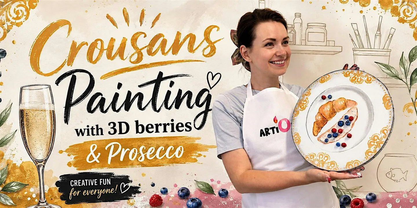Canvas Painting & Prosecco with 3D Berries, Texturing Pasta and Acrylic