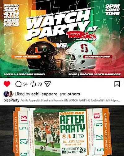 Achille Apparel & BLeeParty UM Watch Party at Tootsie’s