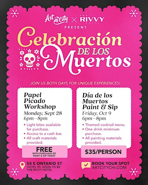 Celebración de los Muertos: Papel Picado and Paint & Sip Workshops