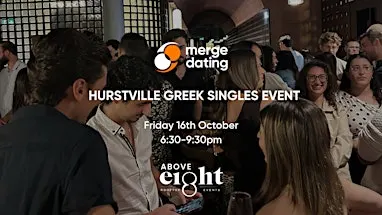Hurstville | Greek Singles Event | Above 8 Rooftop Bar | 16th October
