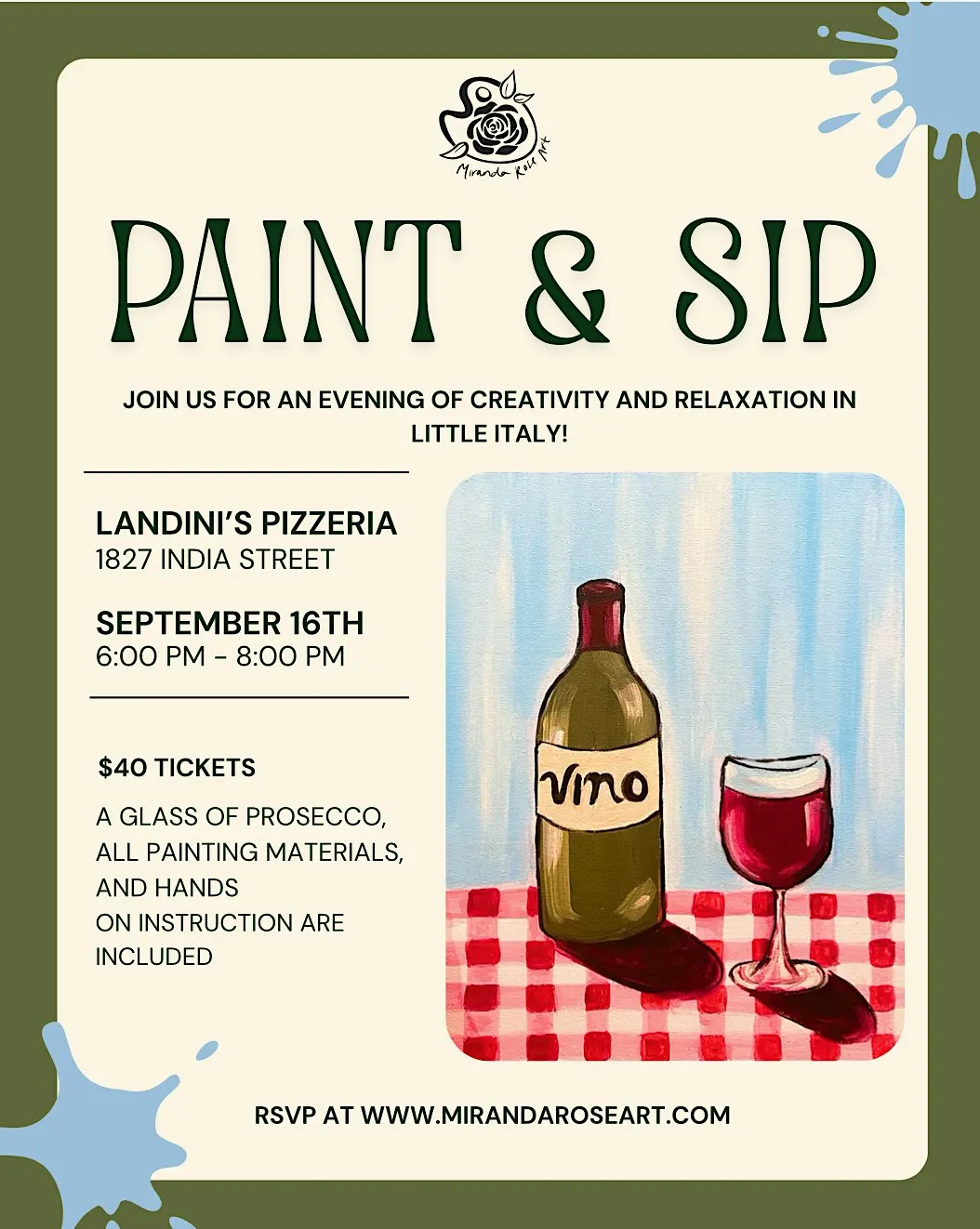 Glass of Vino Paint and Sip in Little Italy