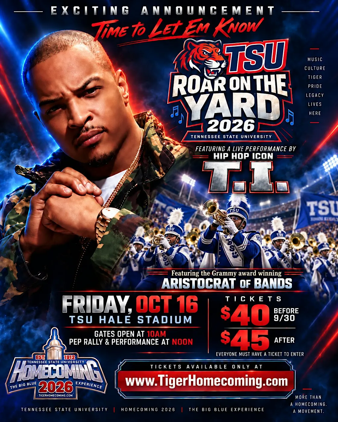 TSU Homecoming 2026 presents ROAR ON THE YARD/Pep Rally
