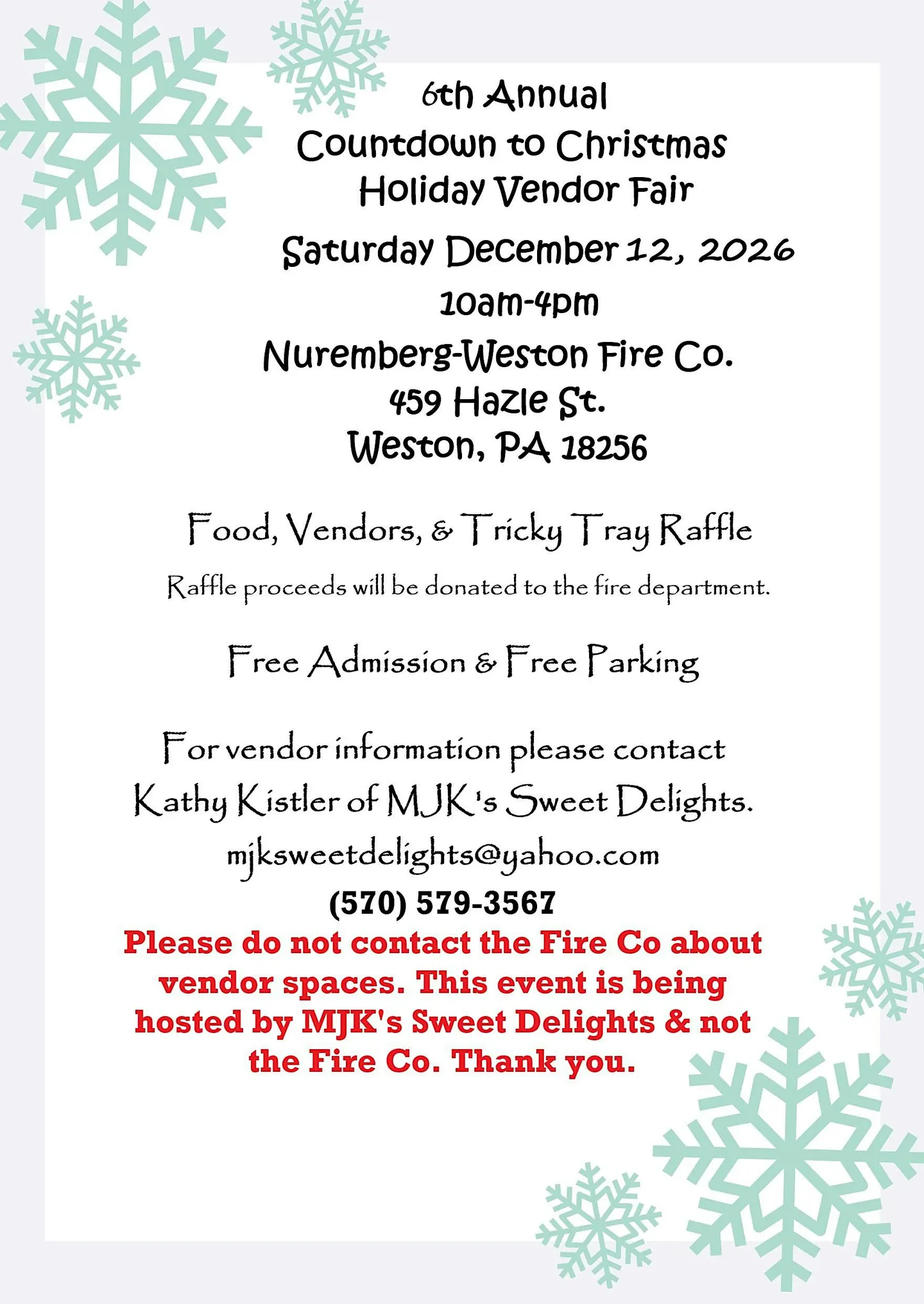 6th Annual Countdown to Christmas Holiday Vendor Fair