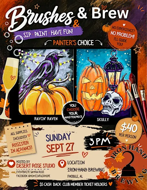 Ravin' Raven and Skully Paint and Sip Party at the Iron Hand Brewing!