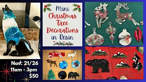 Mini Christmas Tree Decorations in Resin