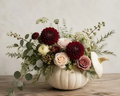 Pumpkin floral arrangement workshop | Ribbons & Rose Ltd