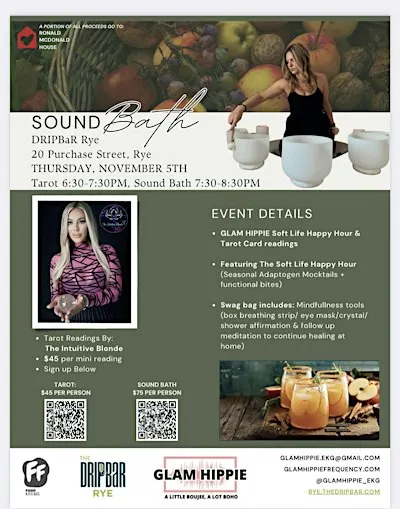 GRATITUDE Sound Bath & Tarot Reading Night at The DRIPBaR Rye