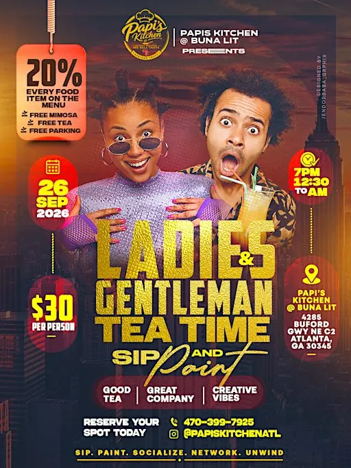 LADIES & GENTLEMAN TEA TIME 3 SIP & PAINT