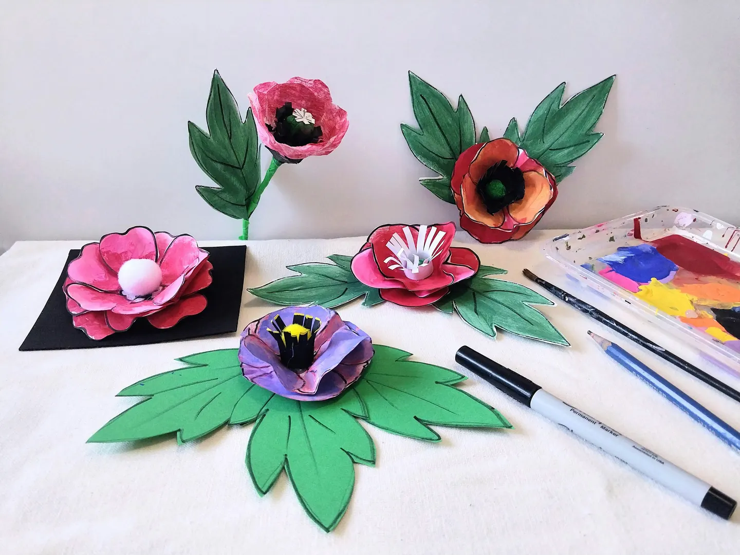 Drawing Poppy Flowers — Kids Mixed Media Art Class