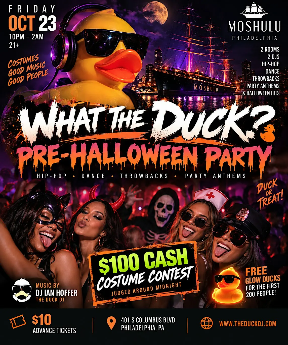 WHAT THE DUCK? Pre-Halloween Party at Moshulu | $250 Costume Contest