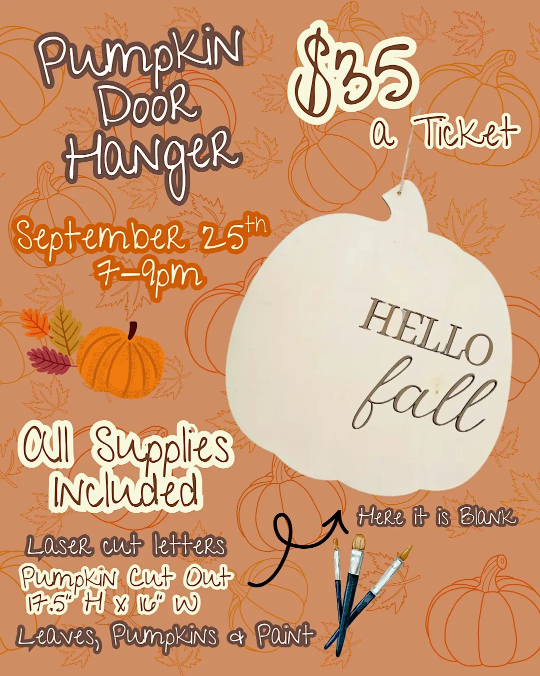 Pumpkin Door Hanger Craft Night