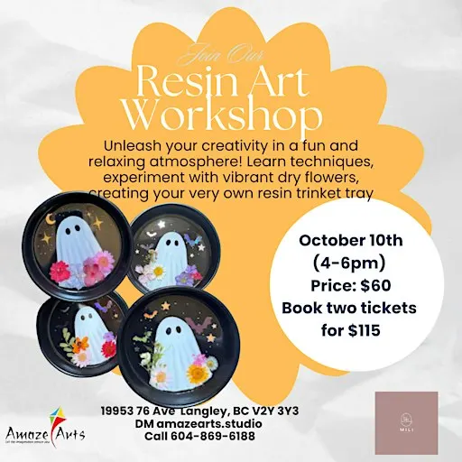 Resin Art workshop - Pressed flower Halloween Trinket - Langley