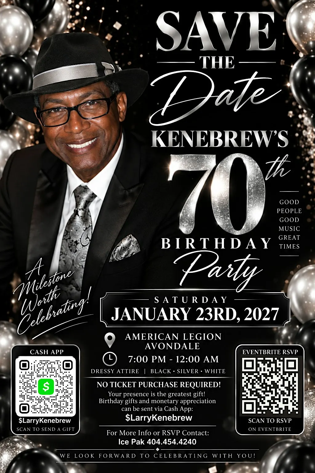 Kenebrew’s 70th Birthday Celebration Event Agenda Saturday, January 23