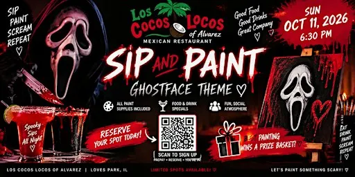 Sip & Paint - Ghostface Theme - Sunday, Oct 11, 2026