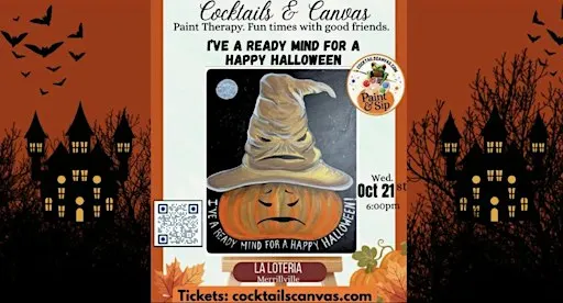 "Happy Halloween" Cocktails and Canvas Paint & Sip Art Event