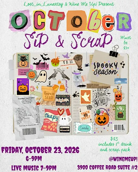 October Sip and Scrap: Junk Journaling and Scrapbooking