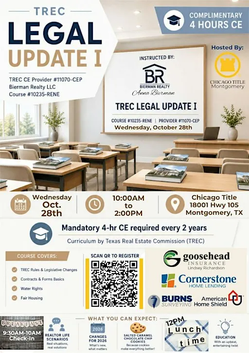 TREC Legal Update I - 4hr CE - Chicago Title in Montgomery TX