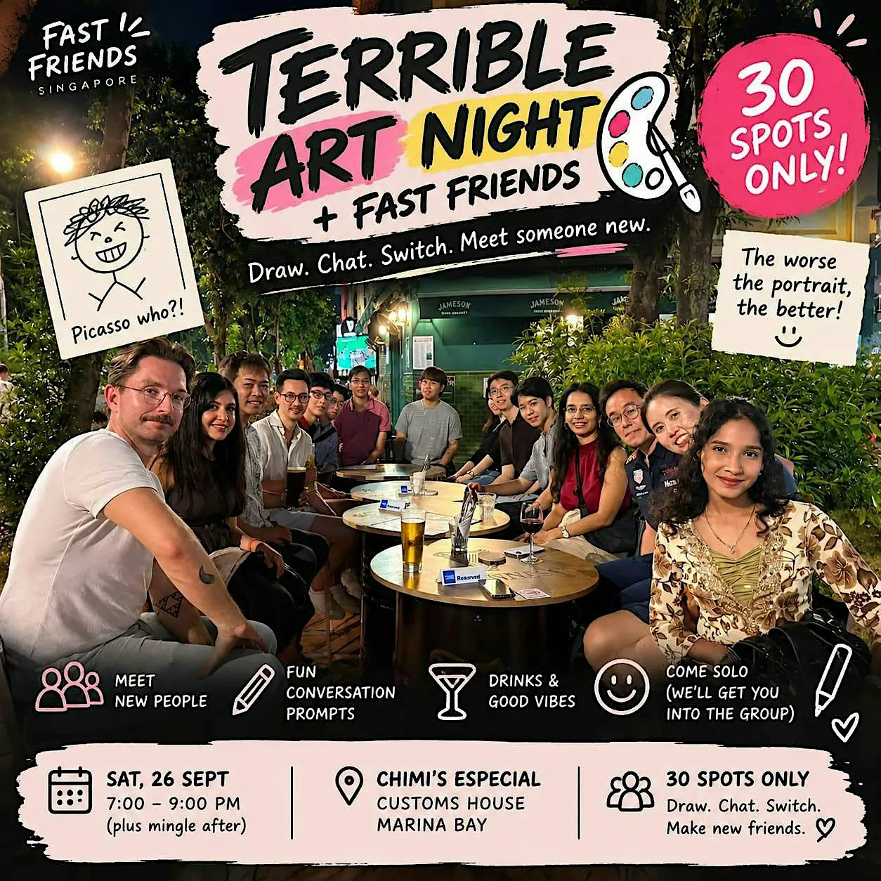 Terrible Art Night+Fast Friends Zurich | Draw. Chat. Make Friends | 25–45
