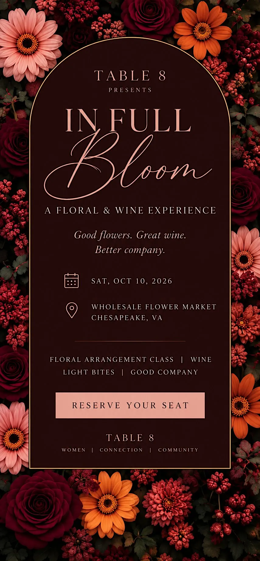 In Full Bloom: A Floral & Wine Experience