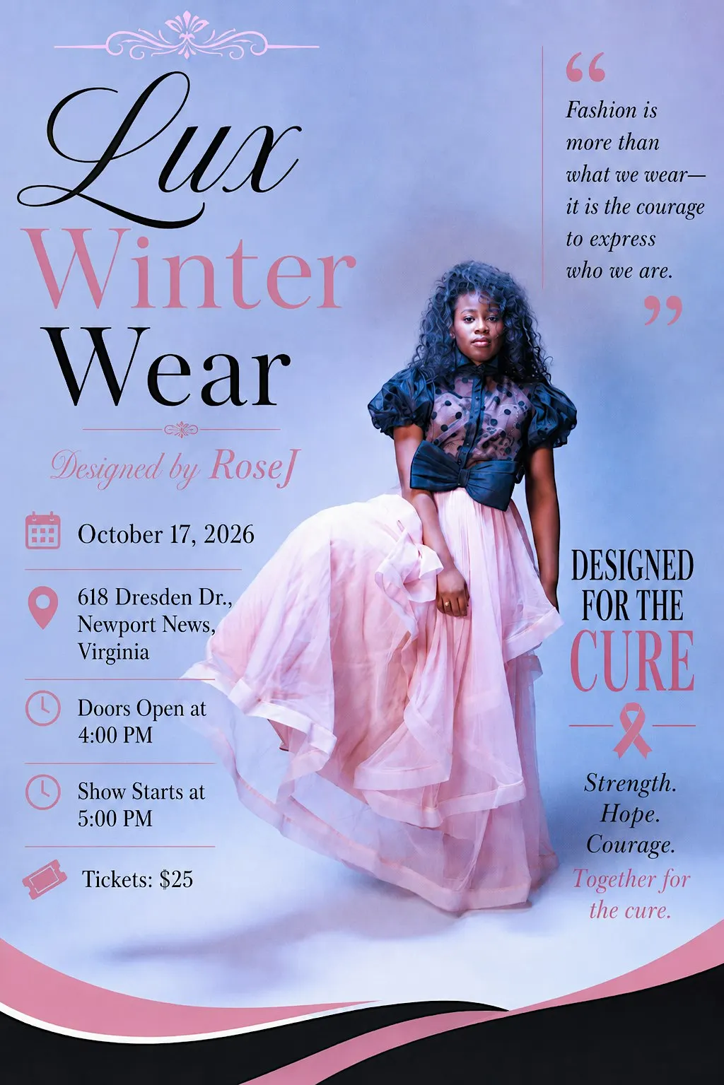 Breast cancer awareness, fashion show designing for the Cure
