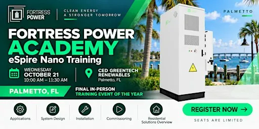 Fortress Power Academy: eSpire Nano National Training Tour - Palmetto, FL