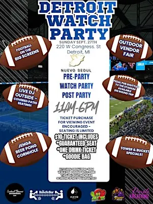 Detroit Football Watch Party & Vendor Fair