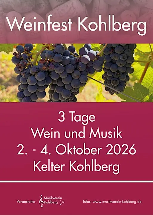 WEINFEST KOHLBERG - Fr. 02.10.2026 - So. 04.10.2026