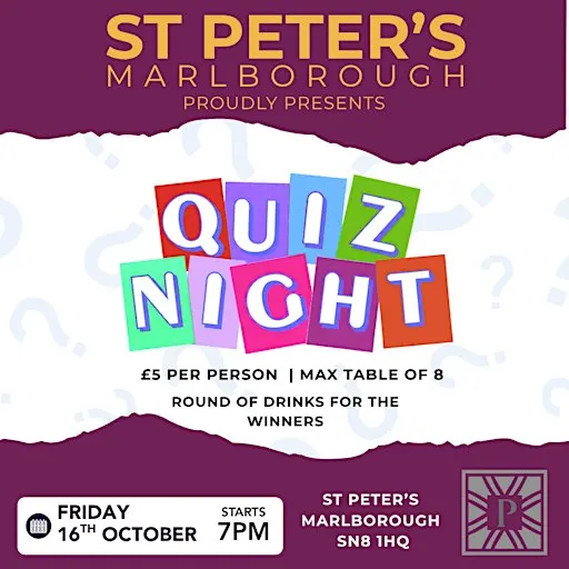 Table Booking For Quiz Night At St Peter's