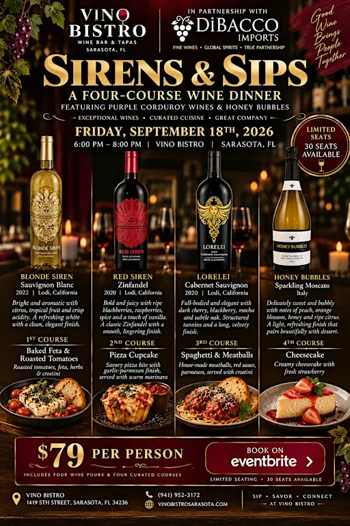 Sirens & Sips: A Four-Course Wine Dinner at Vino Bistro