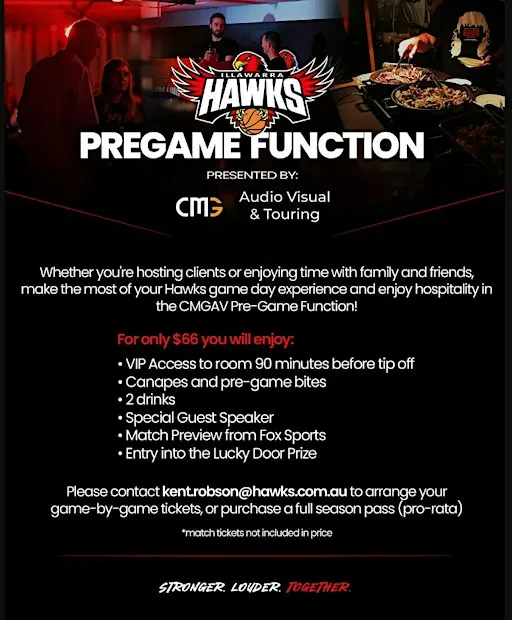 Illawarra Hawks v Tasmania Jackjumpers Pre-game Function
