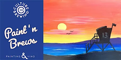 Lifeguard Tower Sunset – Paint and Sip – San Diego – Solana Beach
