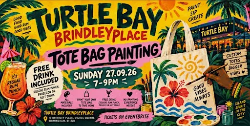 Brindleyplace Birmingham Sip & Paint: Paint Your Own Tote Bag