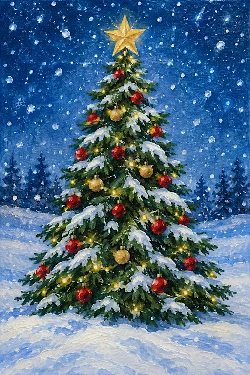 Paint a Christmas Tree Scene