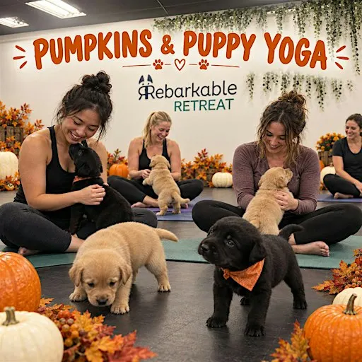 Pumpkins and Puppy Yoga at Rebarkable Retreat